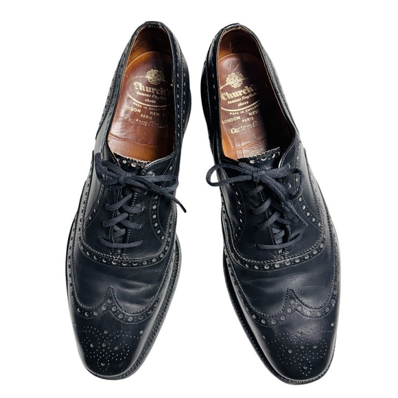 Church\'s Custom Grade Men\'s Chetwynd Black Leather Wingtip Oxfords 91/5 D main image 7